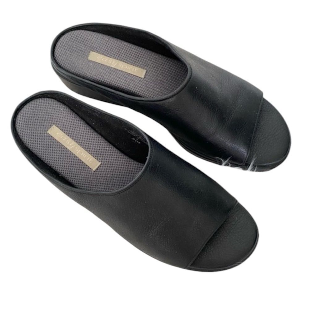 Easy Spirit Black Open-Toe Platform Mule Sandals